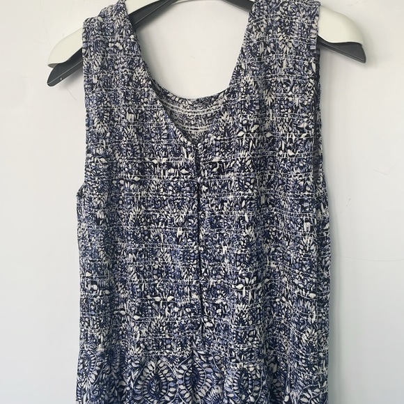 Fat Face Blue Anna Batik Midi Dress Blue White Sleeveless with Pockets 18 Short - Picture 6 of 17